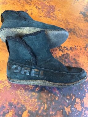 Sorel Black Suede Shearling-Lined Ankle Boots
